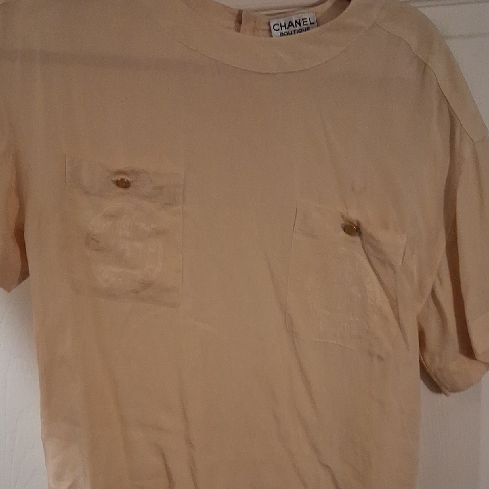 Vintage CHANEL Cream Blouse with Gold Buttons